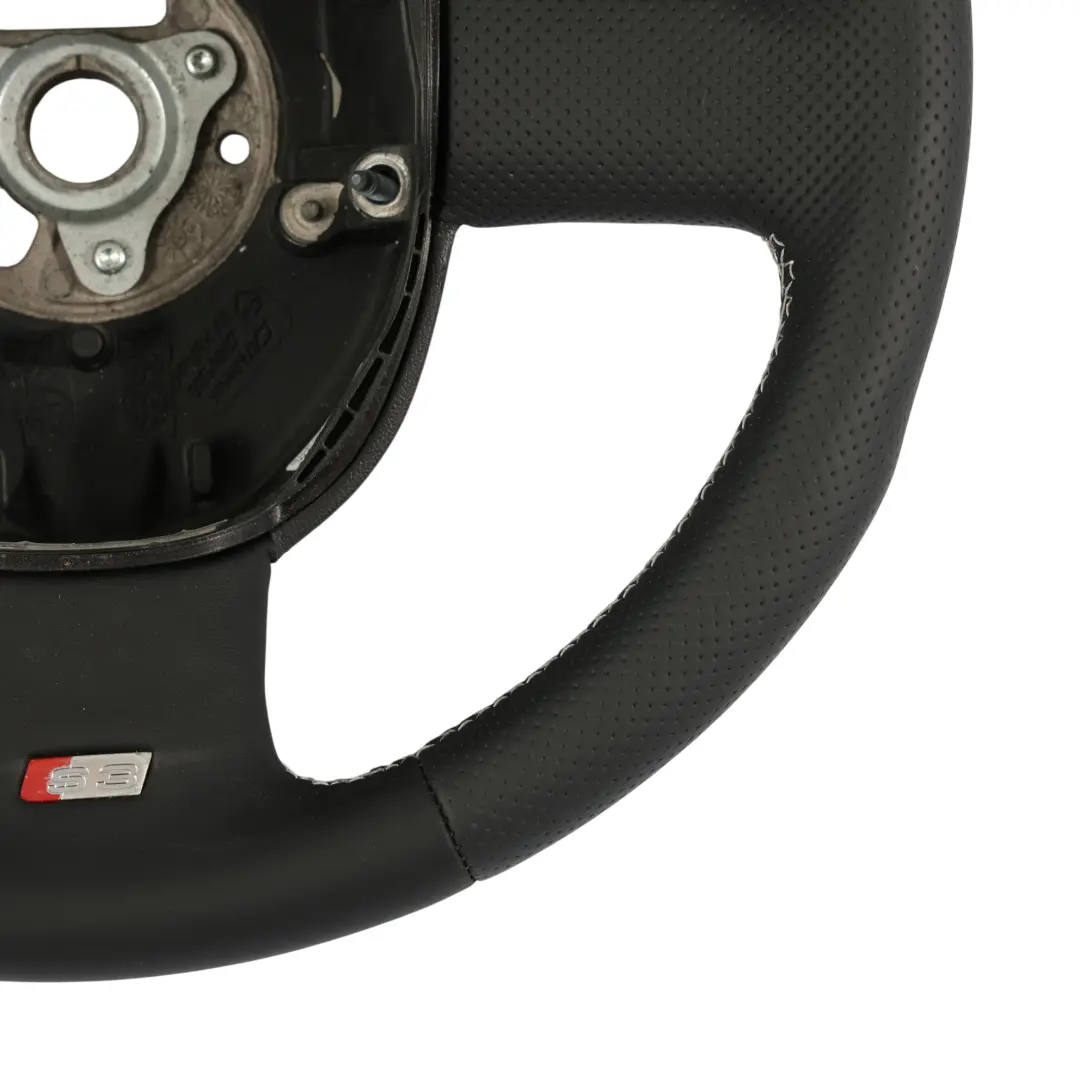 Audi A3 S3 8P Steering Wheel NEW Black Leather White Threads - SKU 8P0419091AN-1 - Part number 8P0419091AN