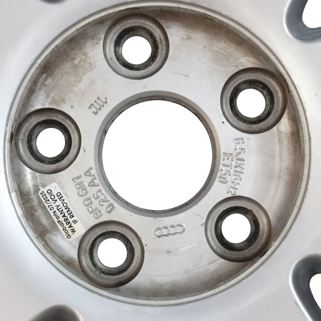 Audi A3 8P Silver Wheel Alloy Rim 16" 6,5J ET:50 9-Spoke - SKU 8P0601025AA-3 - Part number 8P0601025AA