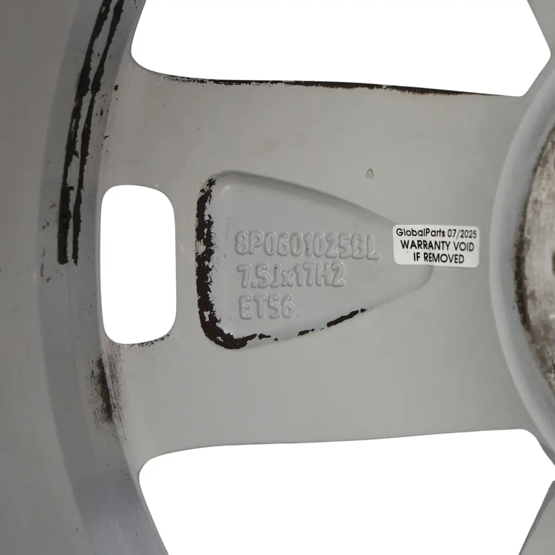 Jante argentée en alliage 17" 7,5J ET:56 Star Spoke pour Audi A3 8P à propos du numéro de pièce 8P0601025BL Audi A3 8P Jante argentée en alliage 17" 7,5J ET:56 Star Spoke - SKU 8P0601025BL-1 - Numéro de pièce 8P0601025BL