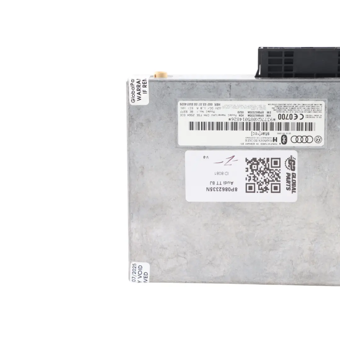Módulo Control Interface Bluetooth Harman Becker ECU para Audi A3 8P TT 8J con número de pieza 8P0862335N Audi A3 8P TT 8J Módulo Control Interface Bluetooth Harman Becker ECU - SKU 8P0862335N - Número de pieza 8P0862335N