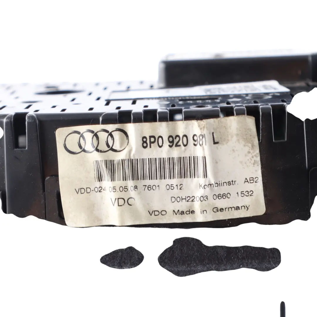 Audi S3 8P 2.0 TSI Instrument Cluster Speedo Meter Clocks Manal - SKU RHD-8P0920981L - Part number 8P0920981L