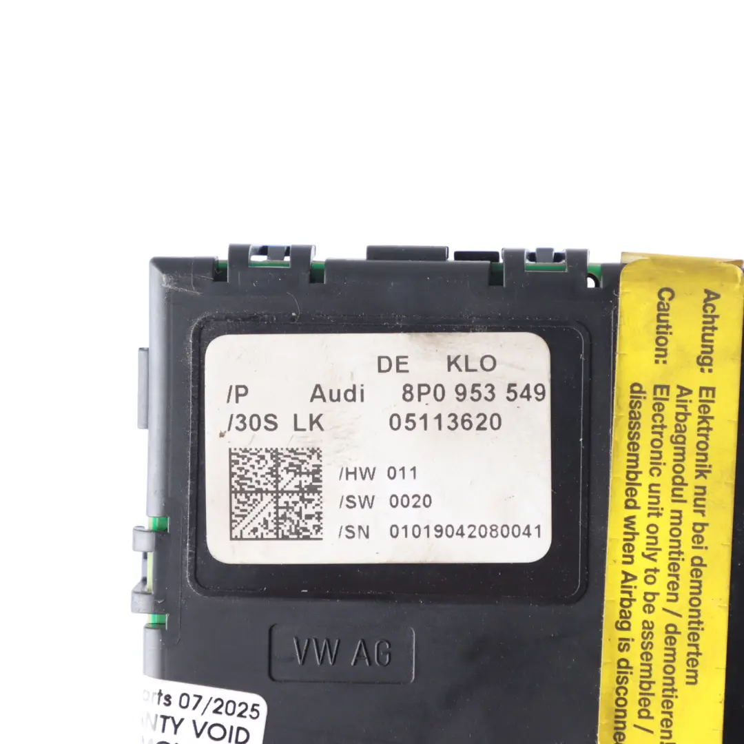 Steering Module Control Unit ECU to Audi A3 8P with Part number 8P0953549 Audi A3 8P Steering Module Control Unit ECU - SKU 8P0953549 - Part number 8P0953549