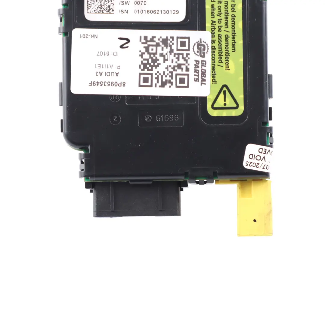 Módulo Unidad Control Sensor Ángulo Posición Del Volante para Audi A3 8P con número de pieza 8P0953549F Audi A3 8P Módulo Unidad Control Sensor Ángulo Posición Del Volante - SKU 8P0953549F - Número de pieza 8P0953549F
