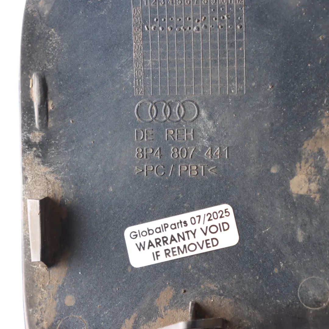 Bumper Towing Eye Hook Cover Mauritiusblau Perleffekt Z5C to Audi A3 8P Rear with Part number 8P4807441 Audi A3 8P Rear Bumper Towing Eye Hook Cover Mauritiusblau Perleffekt Z5C - SKU 8P4807441-MAU - Part number 8P4807441