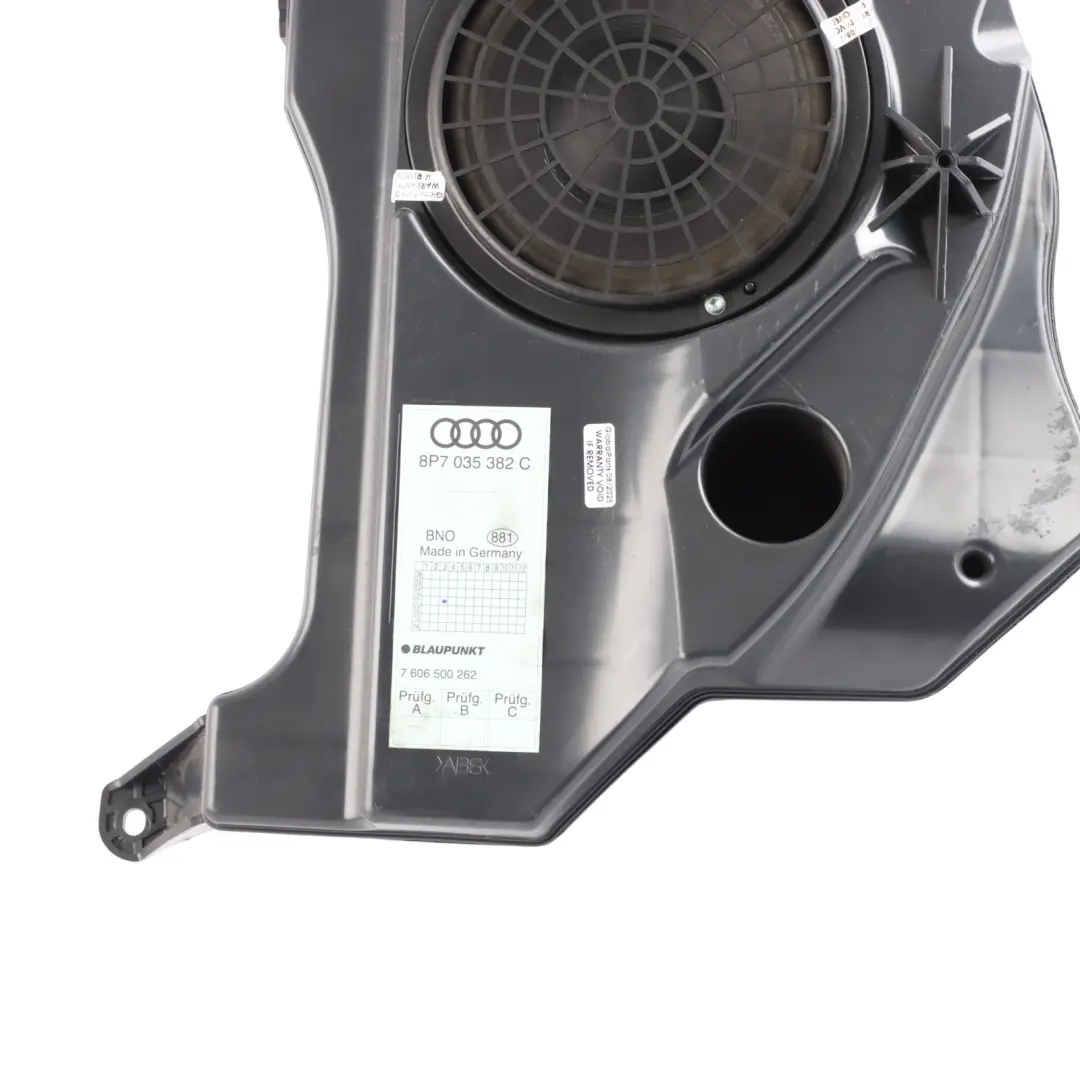 Subwoofer Bass Speaker Rear Right O/S 8P7035382 to Audi A3 8P with Part number 8P7035382C Audi A3 8P Subwoofer Bass Speaker Rear Right O/S 8P7035382 - SKU 8P7035382C - Part number 8P7035382C