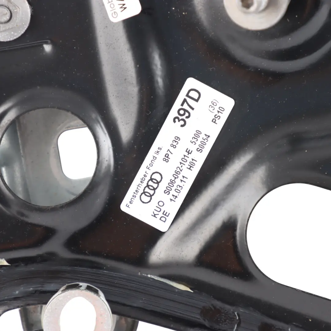 Window Lifter Regulator Mechanism Rear Left N/S to Audi A3 8P Cabrio with Part number 8P7839397D Audi A3 8P Cabrio Window Lifter Regulator Mechanism Rear Left N/S - SKU 8P7839397D - Part number 8P7839397D