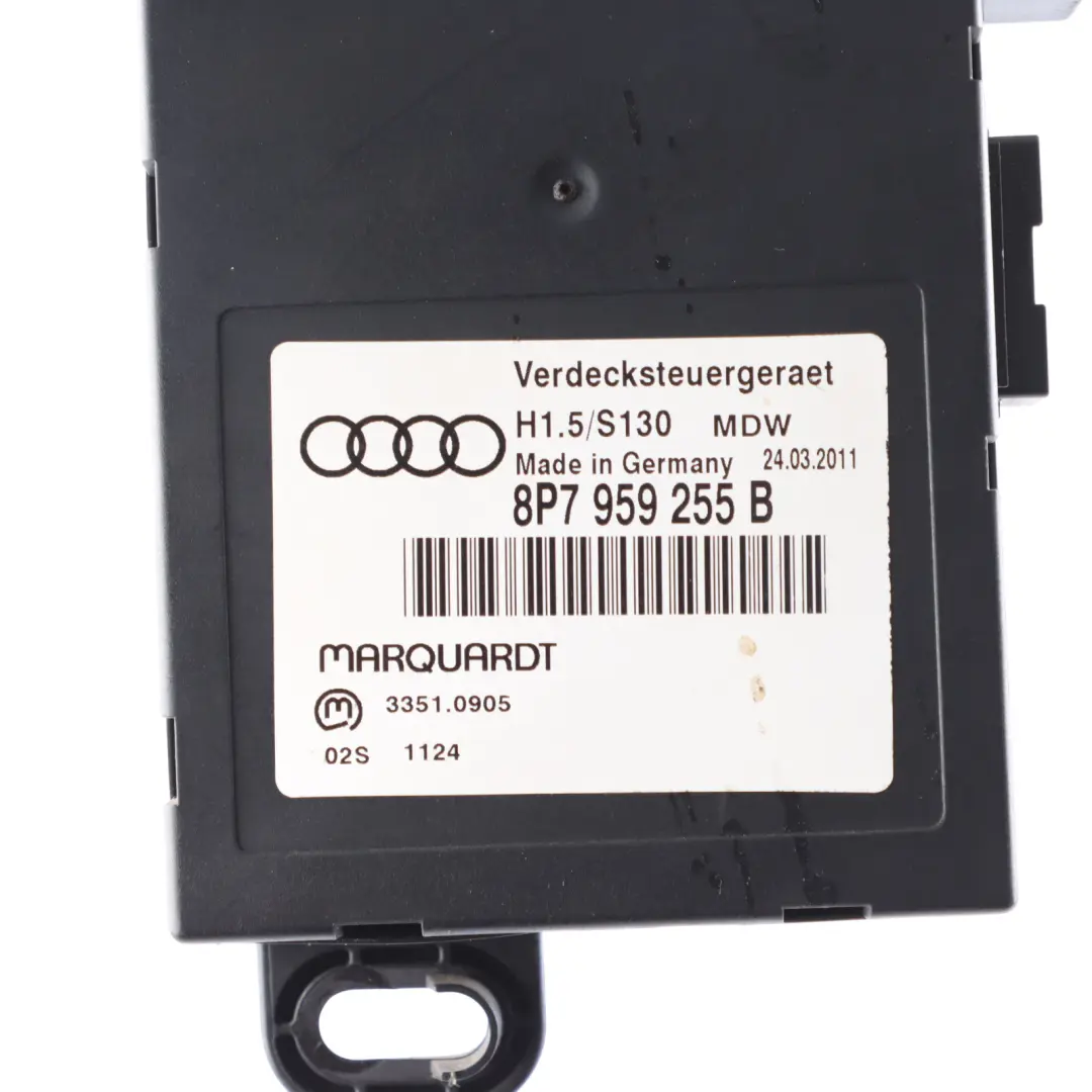 Audi A3 8P Convertible Folding Roof Module Control Unit ECU 8P7959255 - SKU 8P7959255B - Part number 8P7959255B