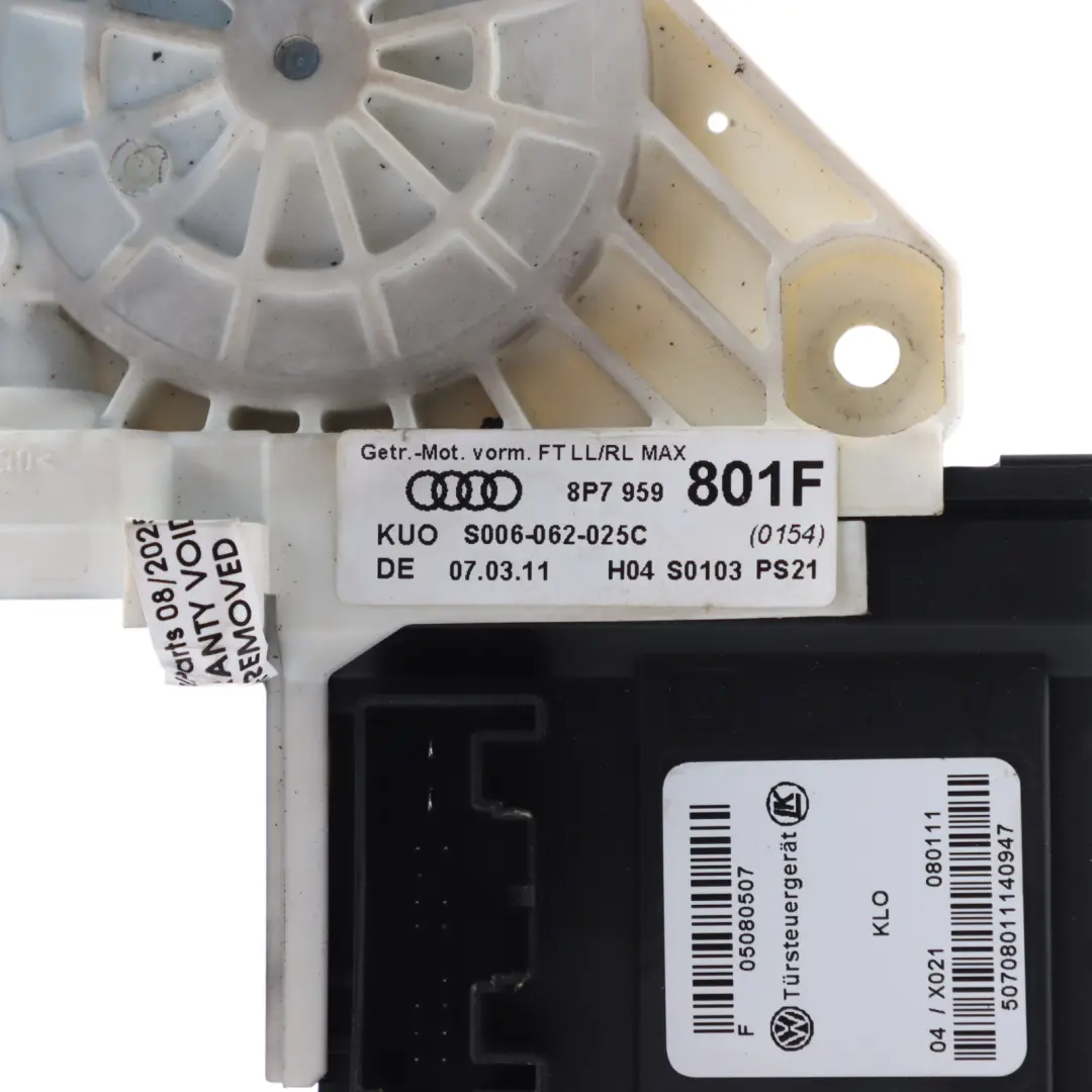 Front Window Motor Lifter Regulator Right O/S to Audi A3 8P Cabrio with Part number 8P7959801F Audi A3 8P Cabrio Front Window Motor Lifter Regulator Right O/S - SKU 8P7959801F - Part number 8P7959801F