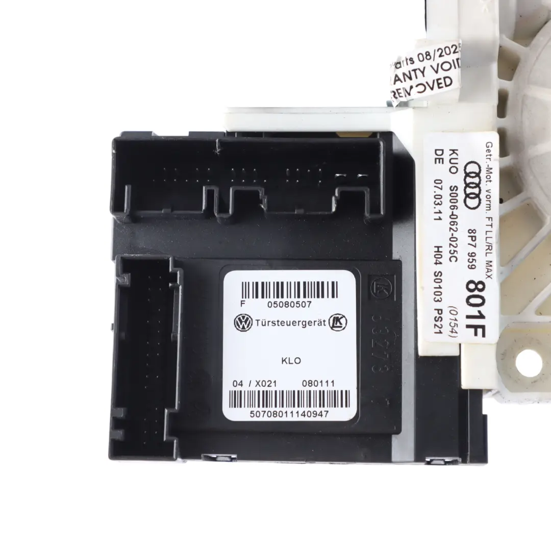 Front Window Motor Lifter Regulator Right O/S to Audi A3 8P Cabrio with Part number 8P7959801F Audi A3 8P Cabrio Front Window Motor Lifter Regulator Right O/S - SKU 8P7959801F - Part number 8P7959801F