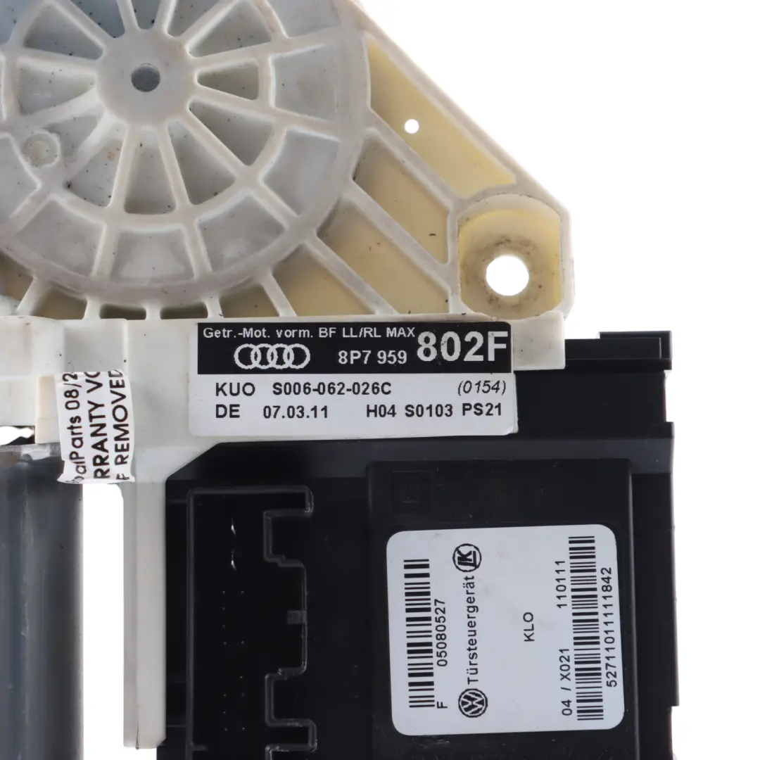 Front Door Window Lifter Motor Left N/S to Audi A3 8P Convertible with Part number 8P7959802F Audi A3 8P Convertible Front Door Window Lifter Motor Left N/S - SKU 8P7959802F - Part number 8P7959802F