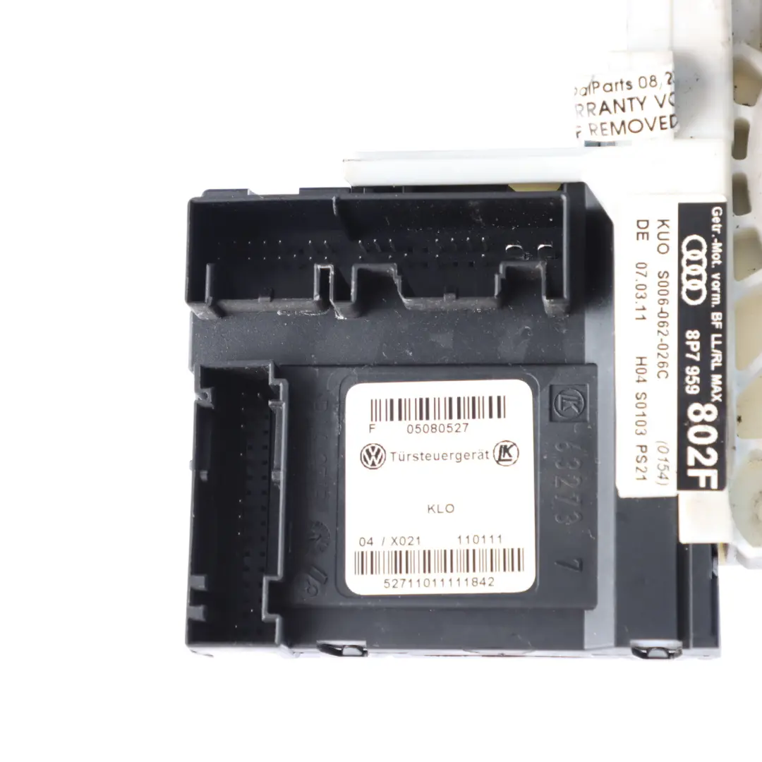 Front Door Window Lifter Motor Left N/S to Audi A3 8P Convertible with Part number 8P7959802F Audi A3 8P Convertible Front Door Window Lifter Motor Left N/S - SKU 8P7959802F - Part number 8P7959802F