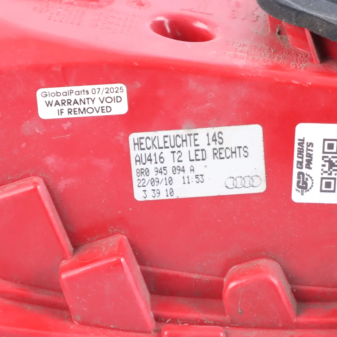 Tail Light Lamp Panel Outer Rear Right O/S to Audi Q5 8R with Part number 8R0945094A Audi Q5 8R Tail Light Lamp Panel Outer Rear Right O/S - SKU 8R0945094A - Part number 8R0945094A