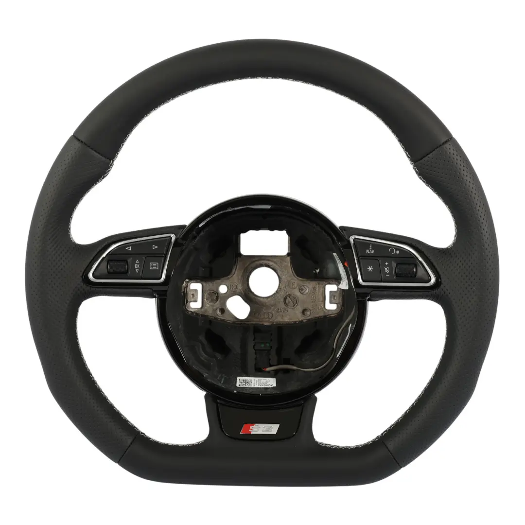 Audi A3 S3 8V Steering Wheel NEW Black Leather Flat Bottom - SKU 8V0419091H-1 - Part number 8V0419091H