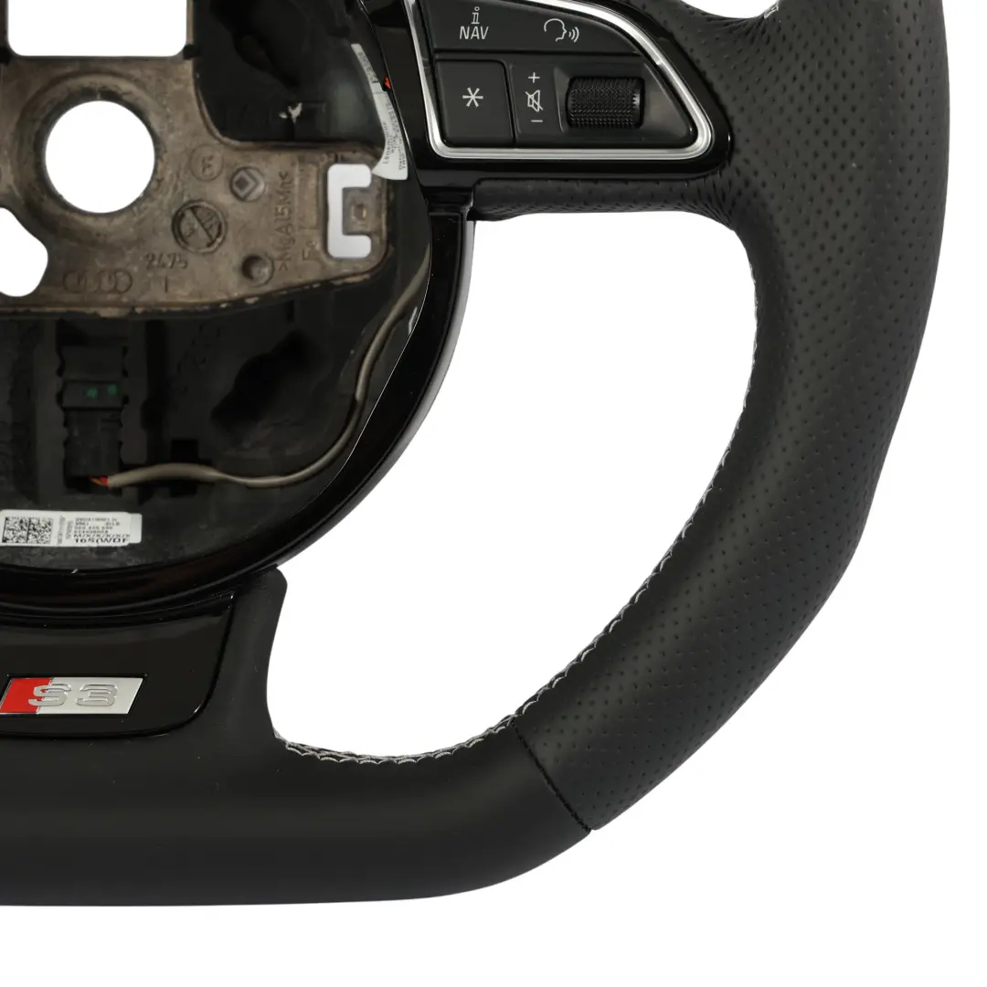 Audi A3 S3 8V Steering Wheel NEW Black Leather Flat Bottom - SKU 8V0419091H-1 - Part number 8V0419091H