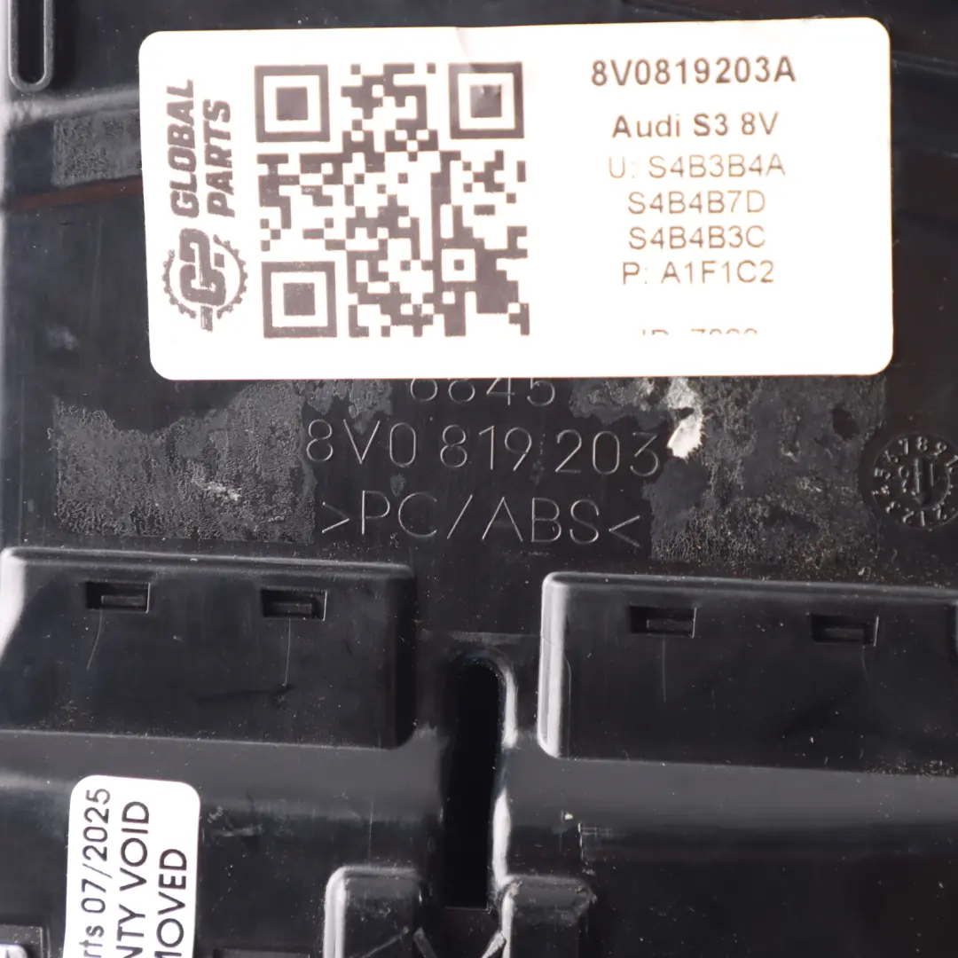 Console centrale posteriore Griglia ventilazione Pannello per Audi A3 8V con numero di parte 8V0819203A Audi A3 8V Console centrale posteriore Griglia ventilazione Pannello - SKU 8V0819203A - Numero di parte 8V0819203A