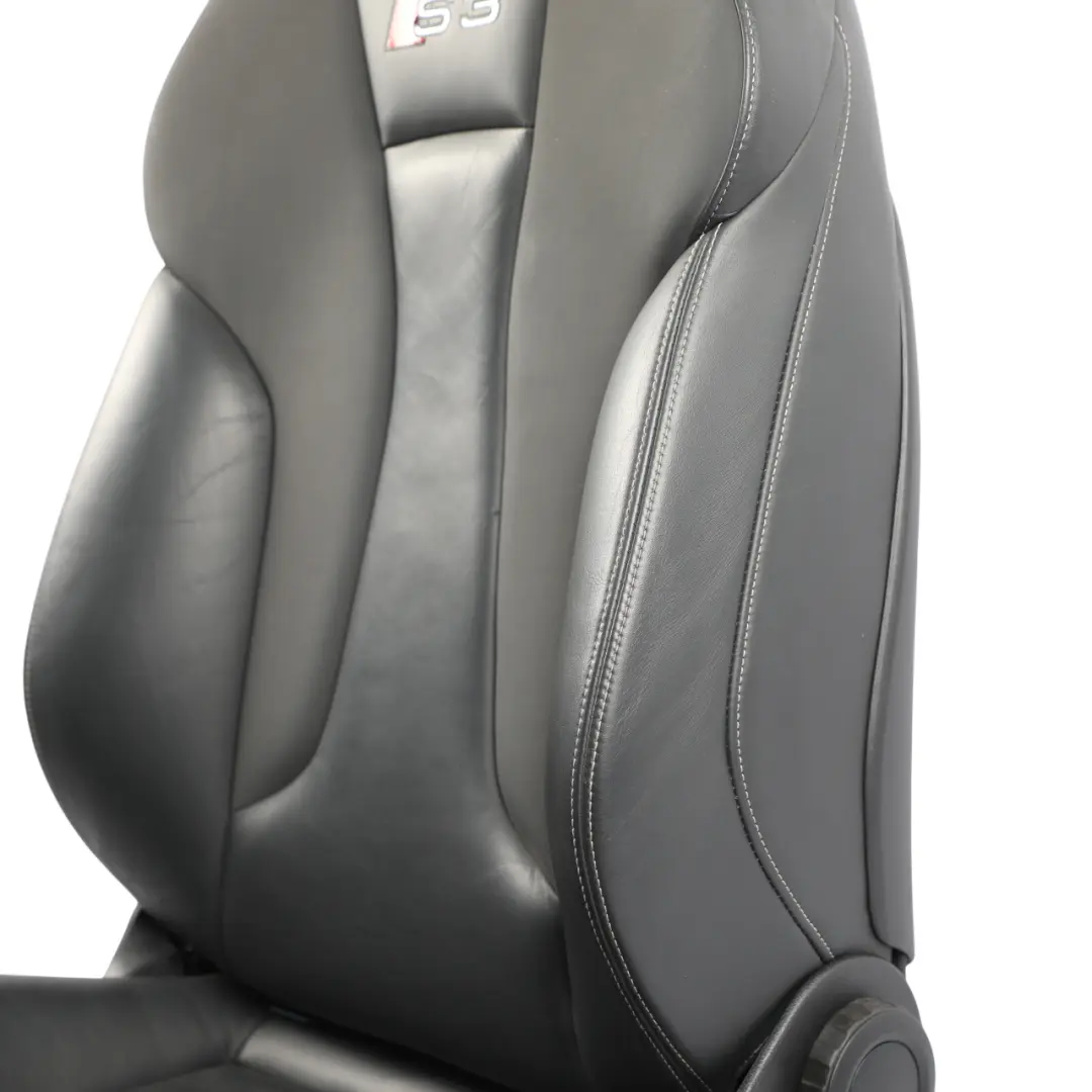 Door Seat Front Heated Leather Soul Black Silver Left N/S to Audi A3 S3 8V 3 with Part number 8V3881805M Audi A3 S3 8V 3 Door Seat Front Heated Leather Soul Black Silver Left N/S - SKU 8V3881805M-2 - Part number 8V3881805M