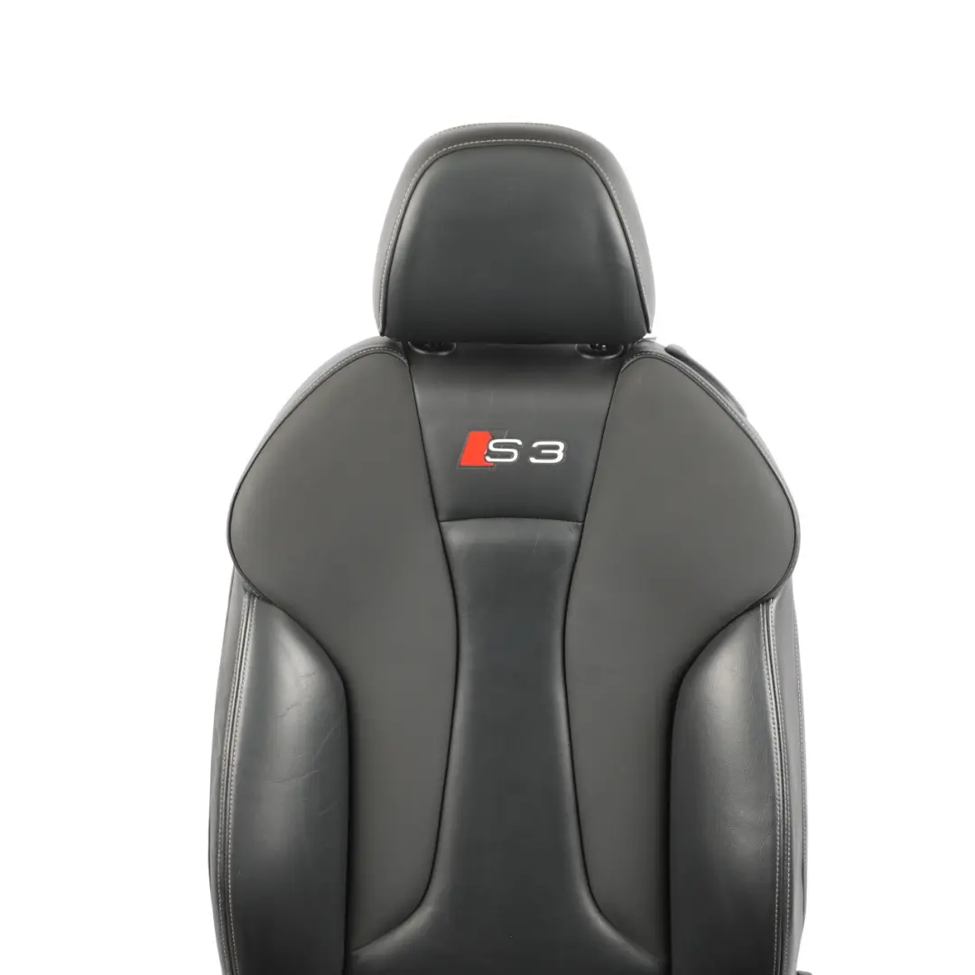 Audi A3 S3 8V 3 Door Seat Front Heated Leather Soul Black Silver Left N/S - SKU 8V3881805M-2 - Part number 8V3881805M