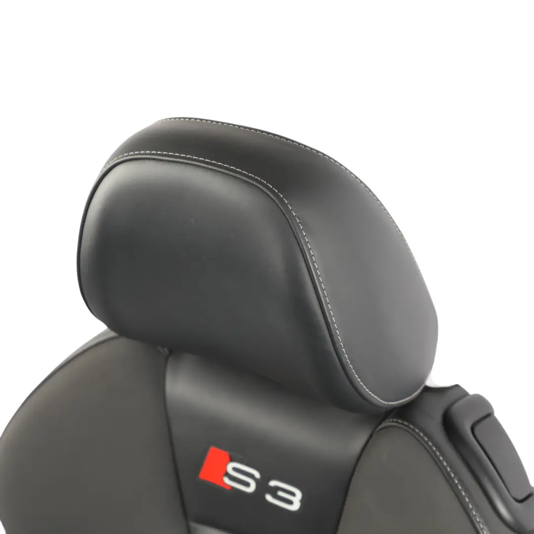 Audi A3 S3 8V 3 Door Seat Front Heated Leather Soul Black Silver Left N/S - SKU 8V3881805M-2 - Part number 8V3881805M