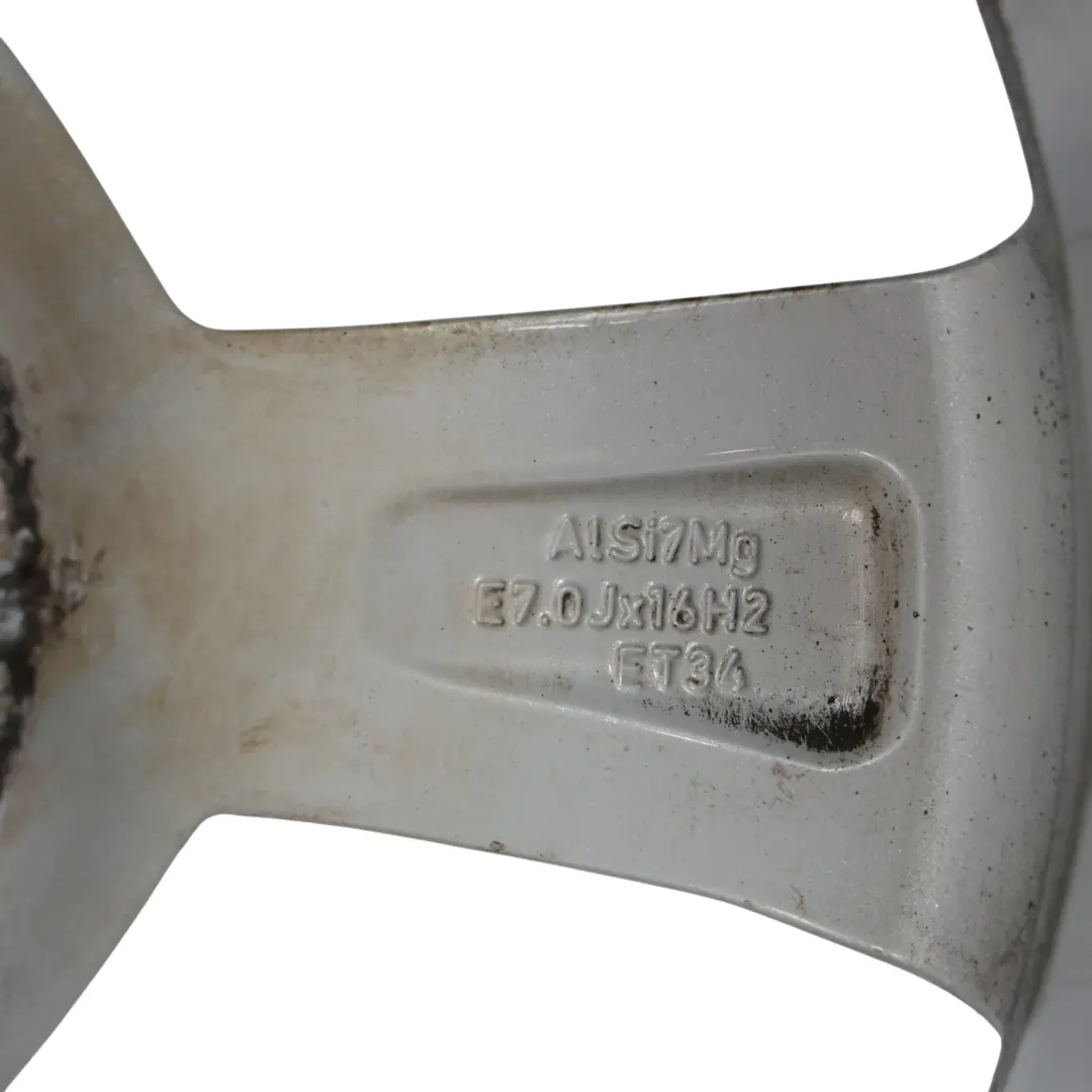 Audi A1 8X Wheel Rim Alloy Silver 16" 7J ET:34 Star Spoke - SKU 8XA601025A-3 - Part number 8XA601025A