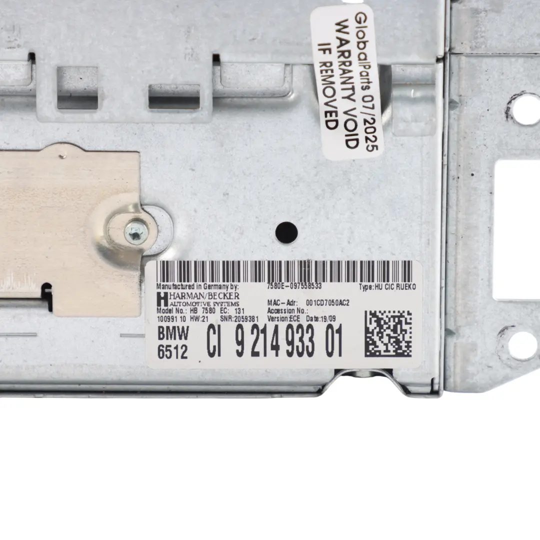 Navigation Head Unit Sat Nav Professional CIC to BMW E81 E87 E90 LCI with Part number 9214933 BMW E81 E87 E90 LCI Navigation Head Unit Sat Nav Professional CIC - SKU 9214933 - Part number 9214933