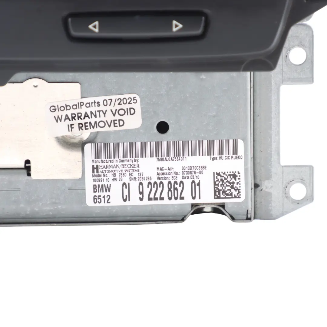 Radio Sat Nav CD DVD DAB Player Reader GPS Head Unit to BMW E91 LCI with Part number 9222862 BMW E91 LCI Radio Sat Nav CD DVD DAB Player Reader GPS Head Unit - SKU 9222862 - Part number 9222862