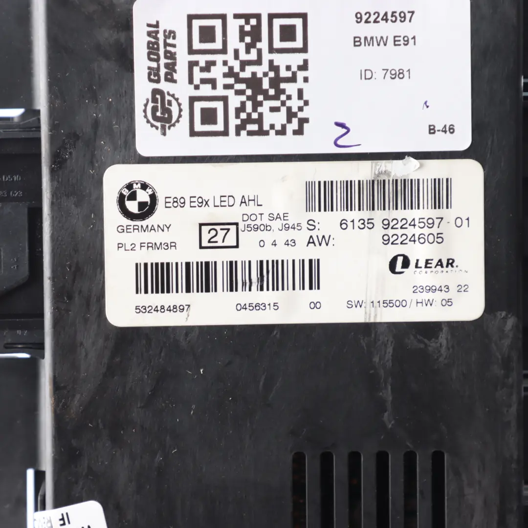 BMW E89 E90 E91 E92 E93 Footwell Light Module Control Unit ECU FRM3R - SKU 9224597 - Part number 9224597