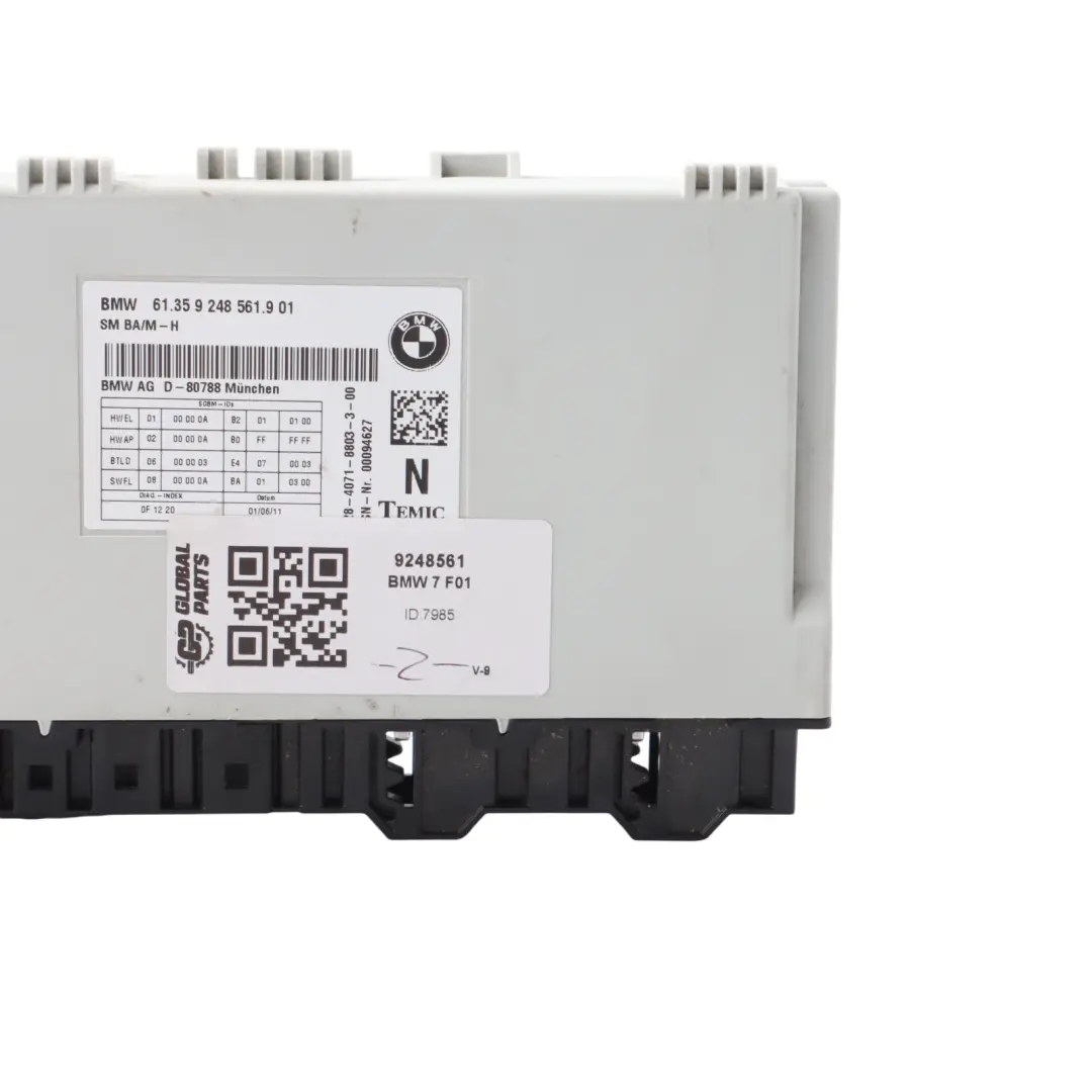 BMW F01 F10 F20 F30 Front Seat Control Unit Module Memory - SKU 9248561 - Part number 9248561
