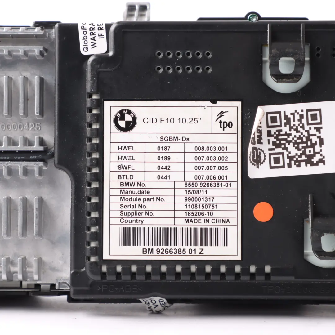  On-Board Screen BMW F10 F11 Central Information Display Monitor 10,25" - SKU 9266385-2 - Part number 9266385