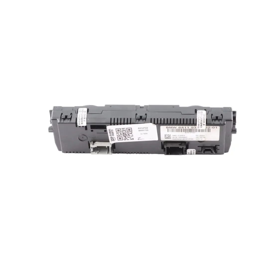 BMW X3 F25 Automatik Klimaanlage Bedienfeld Schalter Sitzheizung - SKU 9312722 - Teilenummer 9312722