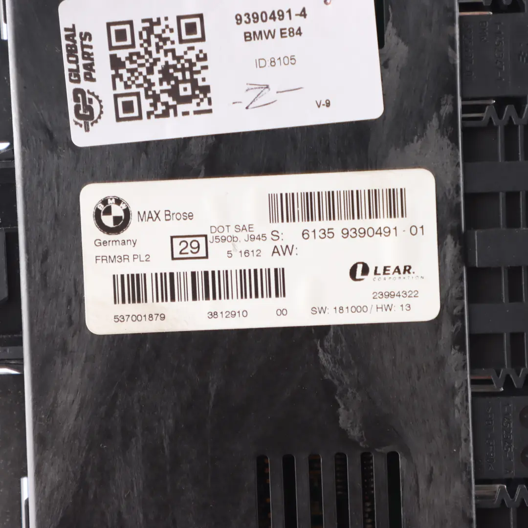 BMW E84 LCI Light Control Footwell Module ECU MAX Brose FRM3R PL2 Lear - SKU 9390491-4 - Part number 9390491