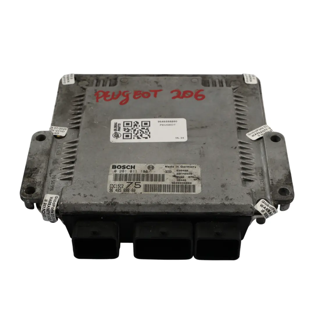 Peugeot 206 2.0HDI 90HP DW10TD Engine Control Unit ECU 9664843780 Manual - SKU 9648588880 - Part number 9648588880