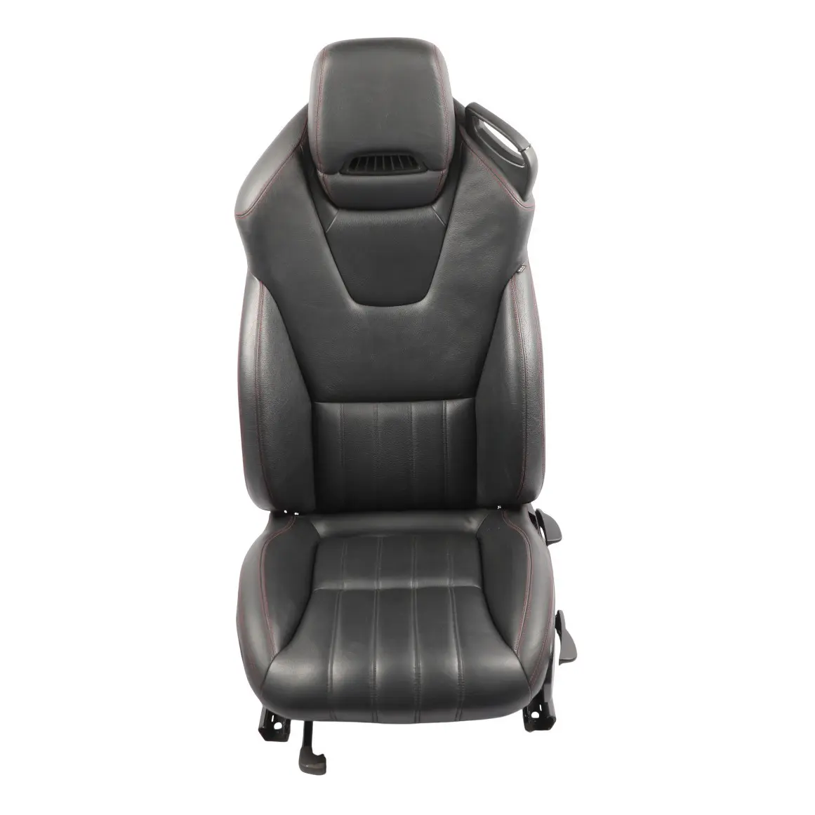Mercedes SLK R172 Front Seat Leather Heated Ventilated Black Red Thread Left N/S