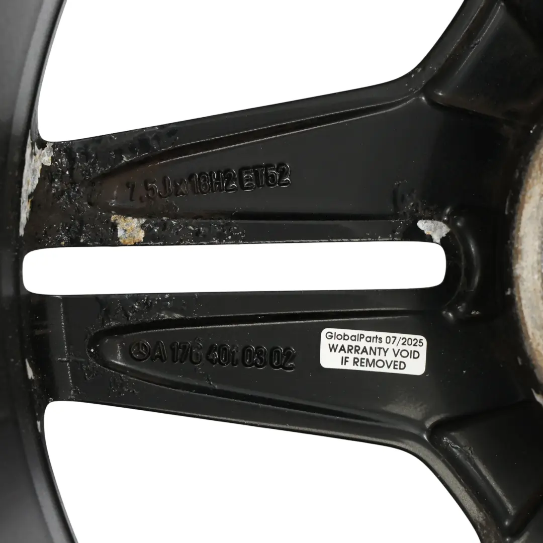 Alloy Rim 18" 5 Double Spoke ET:52 7.5J to Mercedes W176 W246 AMG Wheel with Part number A1764010302 Mercedes W176 W246 AMG Wheel Alloy Rim 18" 5 Double Spoke ET:52 7.5J - SKU A1764010302-1 - Part number A1764010302