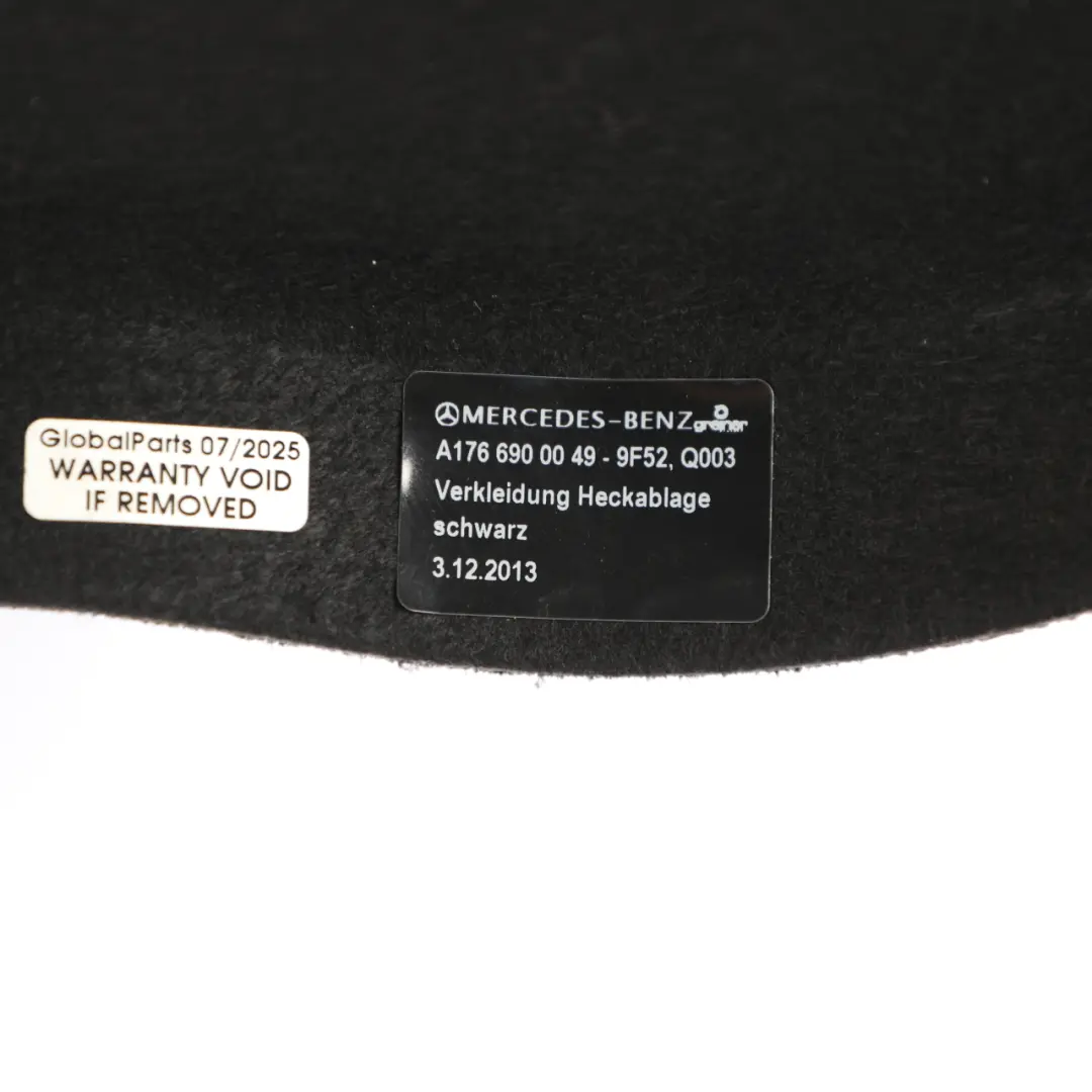 Półka Bagażnika Tył Tylna Czarna A1766900049 do Mercedes W176 o numerze A1766900149 Mercedes W176 Półka Bagażnika Tył Tylna Czarna A1766900049 - SKU A1766900149-1 - Numer Części A1766900149