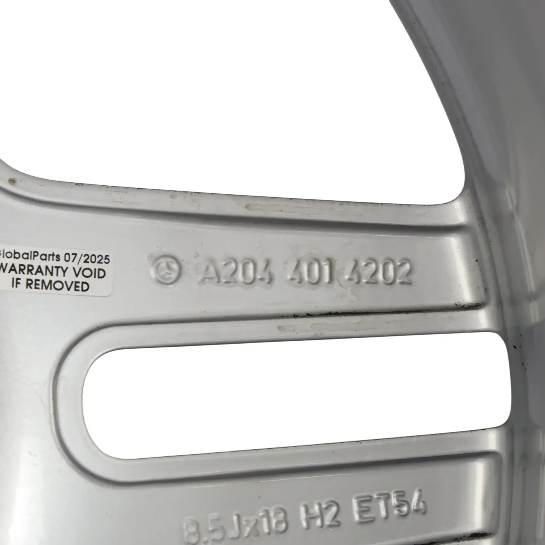 Mercedes W204 AMG Rear Silver Alloy Wheel Rim 18" 8,5J ET:54 - SKU A2044014202-1 - Part number A2044014202