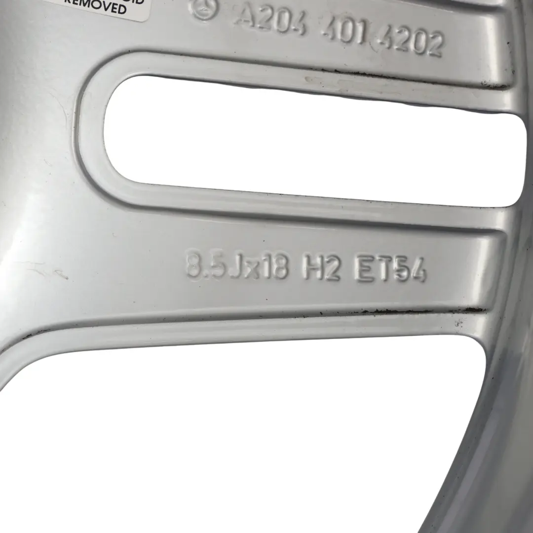 Mercedes W204 AMG Rear Silver Alloy Wheel Rim 18" 8,5J ET:54 - SKU A2044014202-1 - Part number A2044014202