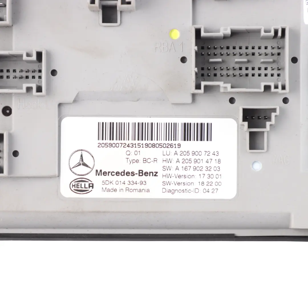 Mercedes S205 X253 Comfort Module Central Gateway Control Unit BC-R - SKU A2059007243 - Part number A2059007243
