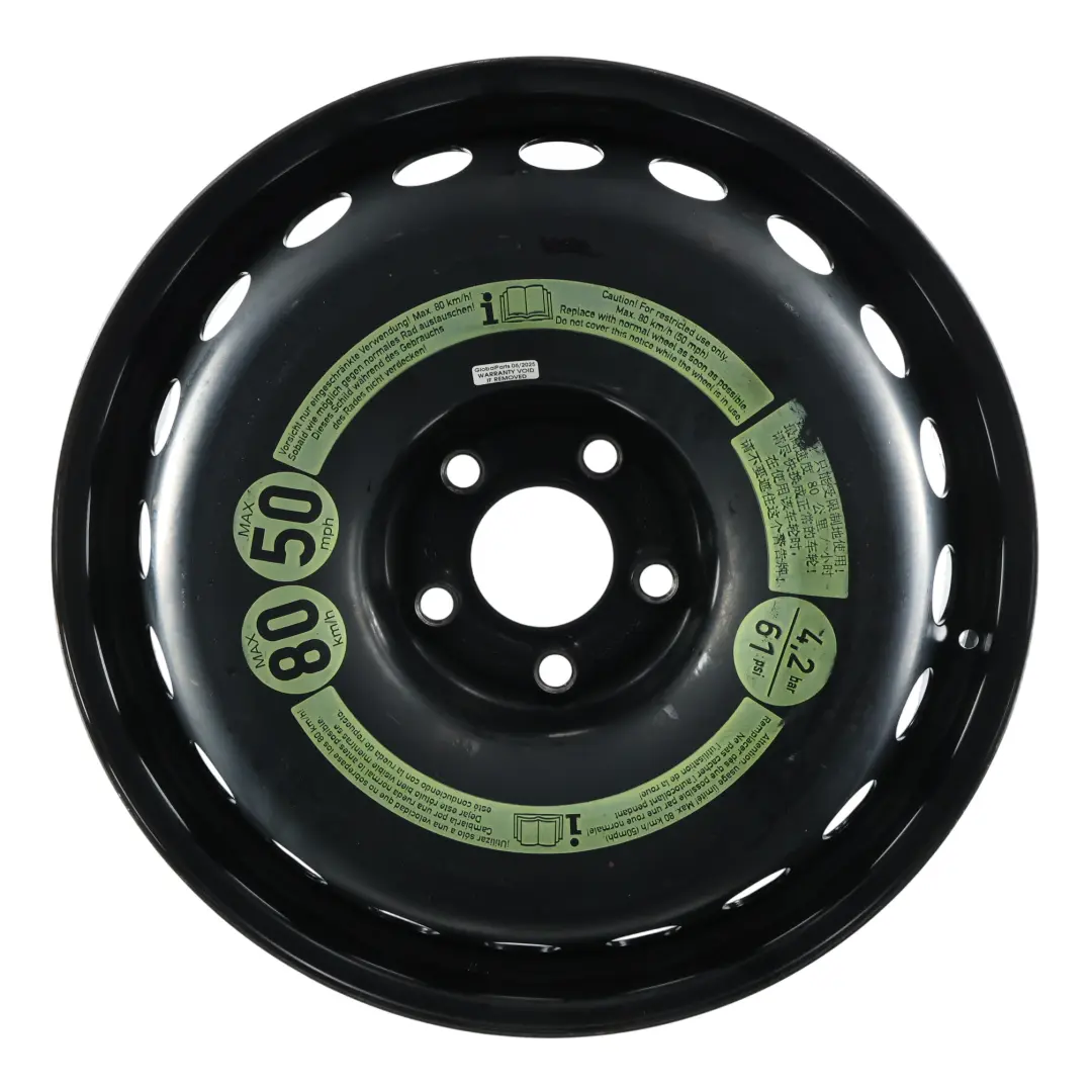 W207 Ersatz Rad Stahlreifen R17 3.5J ET:19,5 für Mercedes W204 mit Teilenummer A2074000102 Mercedes W204 W207 Ersatz Rad Stahlreifen R17 3.5J ET:19,5 - SKU A2074000102-1 - Teilenummer A2074000102