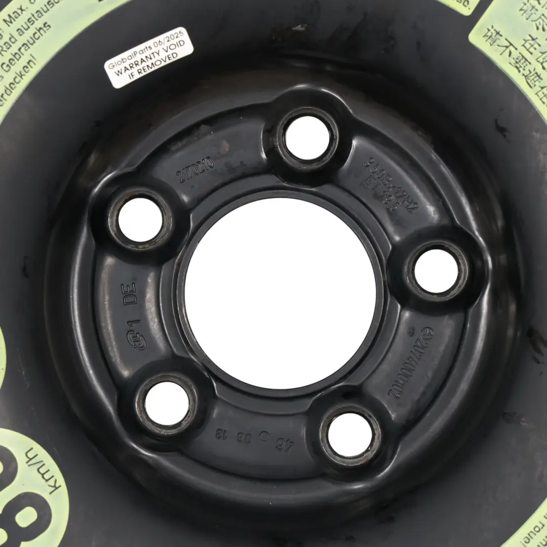 W207 Spare Wheel Steel Tyre R17 3.5J ET:19,5 to Mercedes W204 with Part number A2074000102 Mercedes W204 W207 Spare Wheel Steel Tyre R17 3.5J ET:19,5 - SKU A2074000102-1 - Part number A2074000102