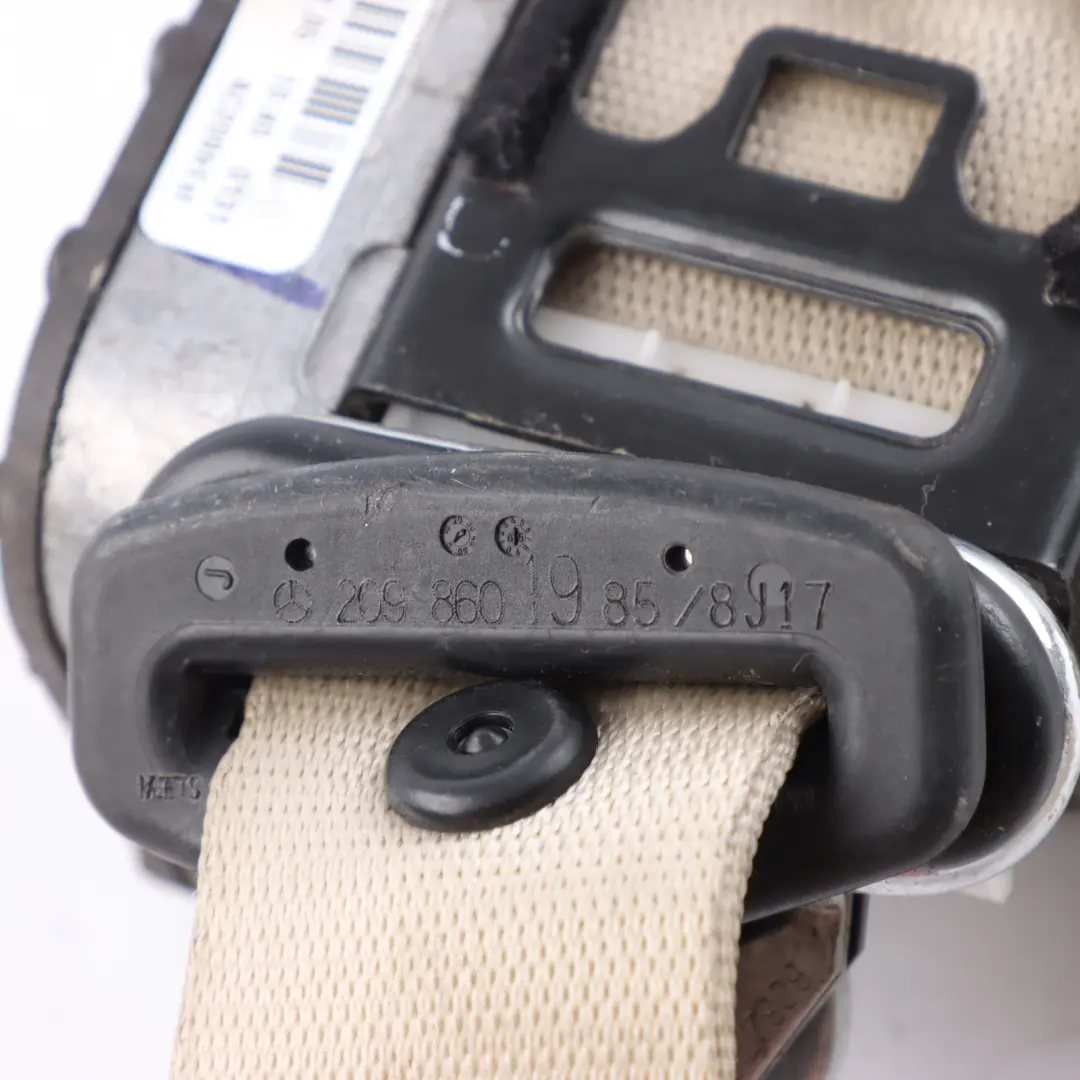 Belt Front Left Right N/O/S Safety Belt Beige to Mercedes CLK W209 Seat with Part number A2098601985 Mercedes CLK W209 Seat Belt Front Left Right N/O/S Safety Belt Beige - SKU A2098601985-2 - Part number A2098601985