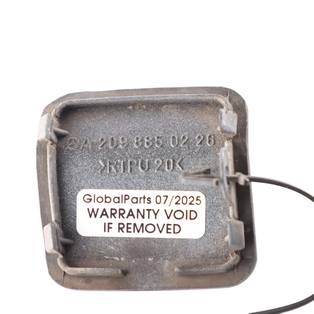 Tow Hook Cover Cap Obsidian Black - 197 A2038850826 to Mercedes C209 A209 Rear with Part number A2098850226 Mercedes C209 A209 Rear Tow Hook Cover Cap Obsidian Black - 197 A2038850826 - SKU A2098850226-OB - Part number A2098850226