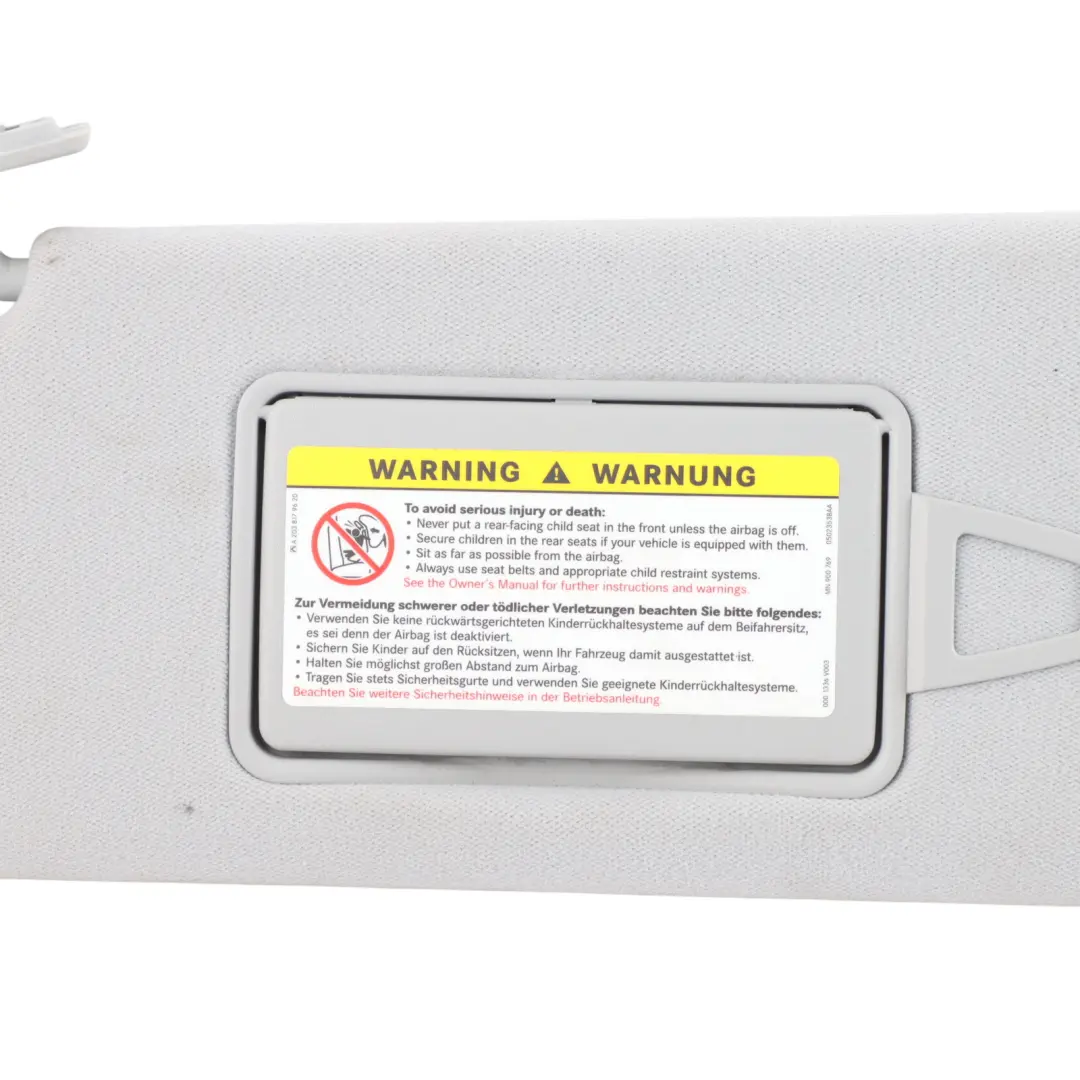 Sun Visor Cover Panel Left N/S Grey to Mercedes S211 W211 with Part number A2118100310 Mercedes S211 W211 Sun Visor Cover Panel Left N/S Grey - SKU A2118100310 - Part number A2118100310