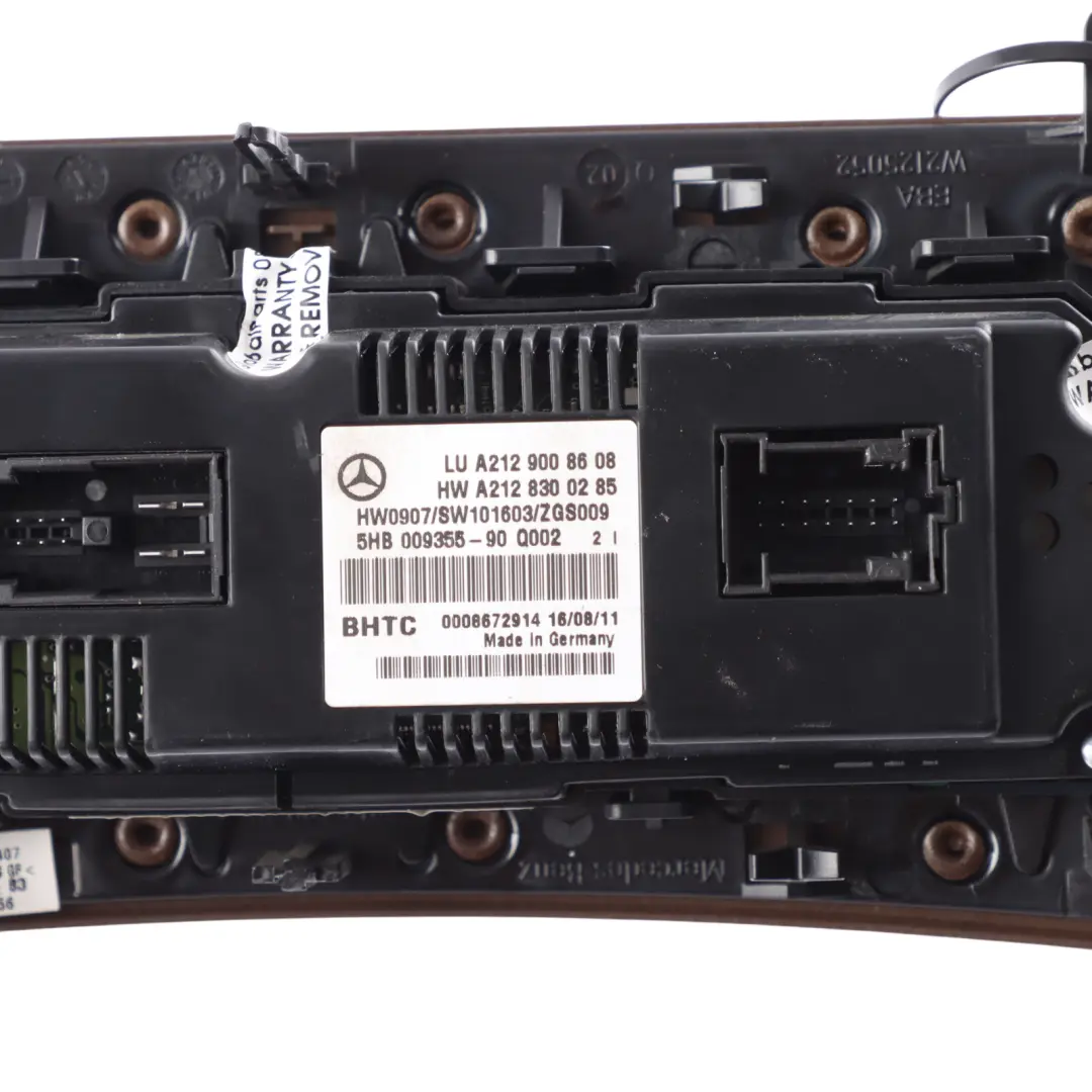 Mercedes W212 Air Conditioning Unit Climate Control Switch Panel - SKU A2129008608-3 - Part number A2129008608