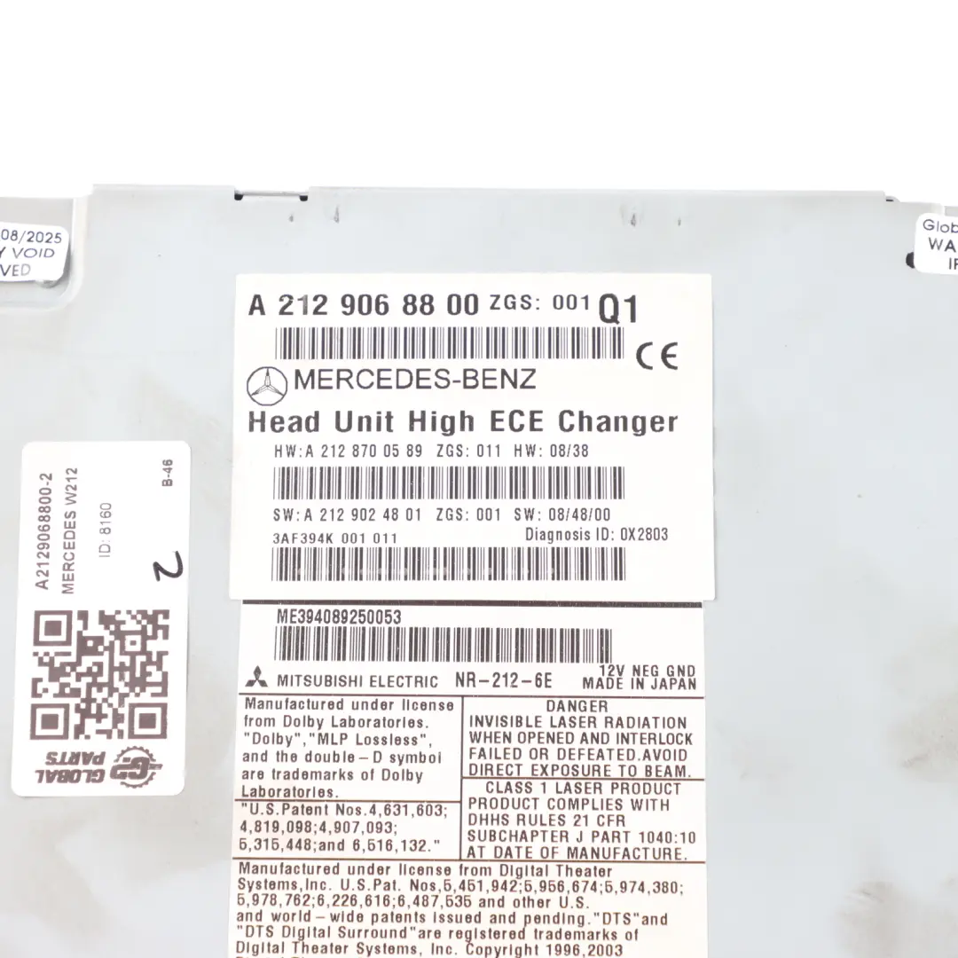 Radio Head Unit Mercedes W212 COMAND Navi CD DVD Player Control Unit - SKU A2129068800-2 - Part number A2129068800
