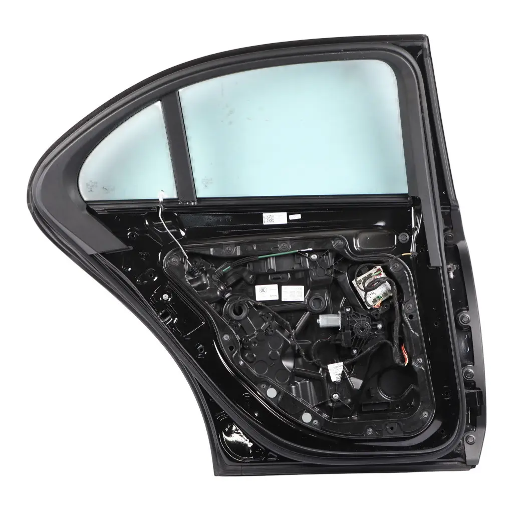 Door Rear Left N/S Obsidian Black Metallic - 197 to Mercedes W213 Saloon with Part number A2137200105 Mercedes W213 Saloon Door Rear Left N/S Obsidian Black Metallic - 197 - SKU A2137300105-OB - Part number A2137200105