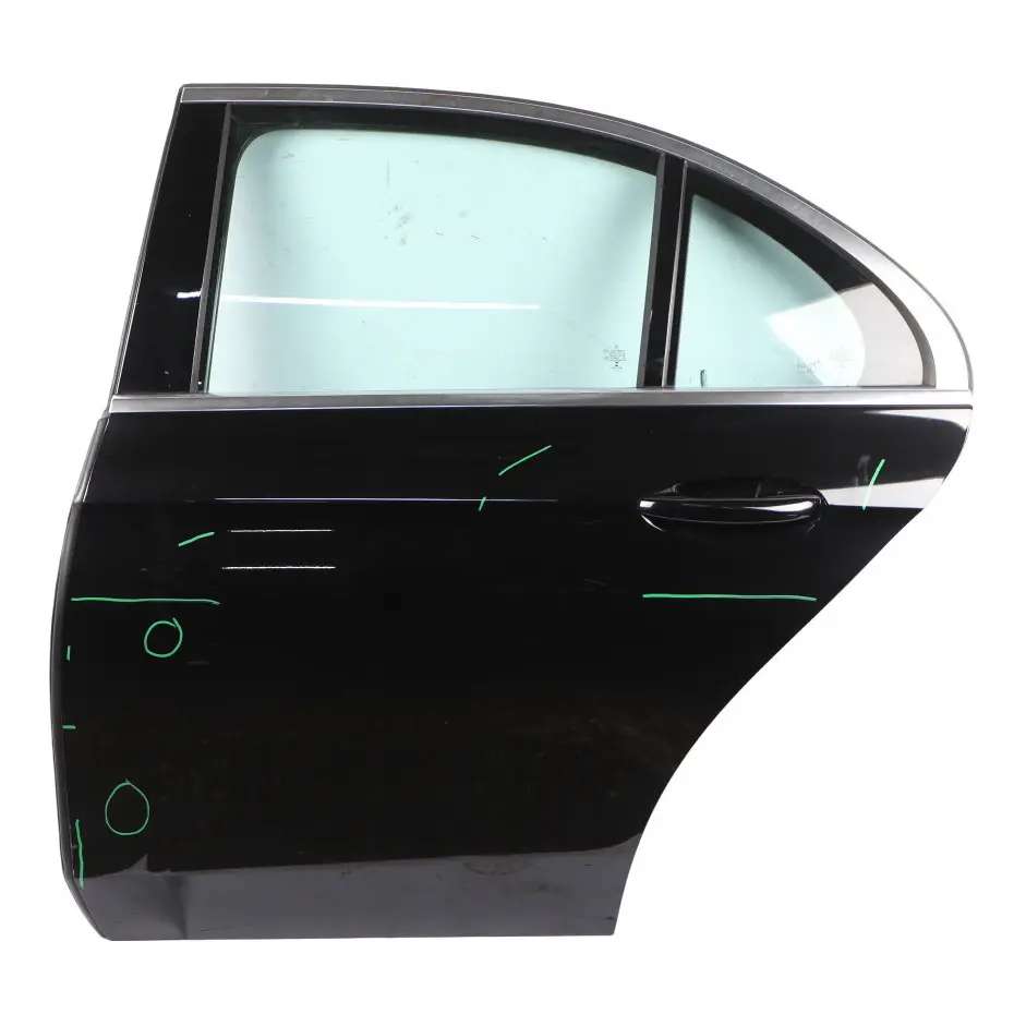 Mercedes W213 Saloon Door Rear Left N/S Obsidian Black Metallic - 197 - SKU A2137300105-OB - Part number A2137200105