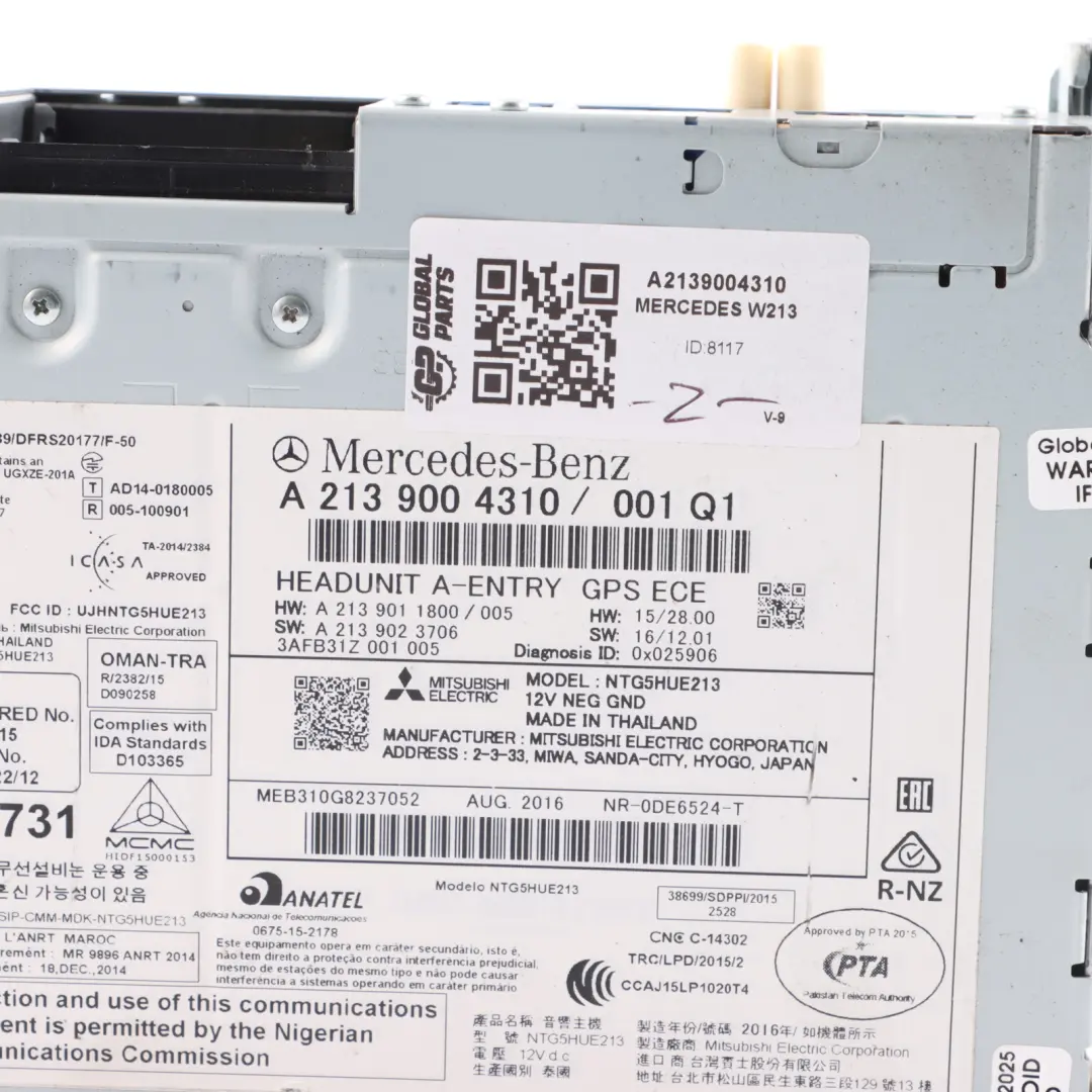 Head Unit Radio Navigation Media Player Unit to Mercedes W213 C238 with Part number A2139004310 Mercedes W213 C238 Head Unit Radio Navigation Media Player Unit - SKU A2139004310 - Part number A2139004310