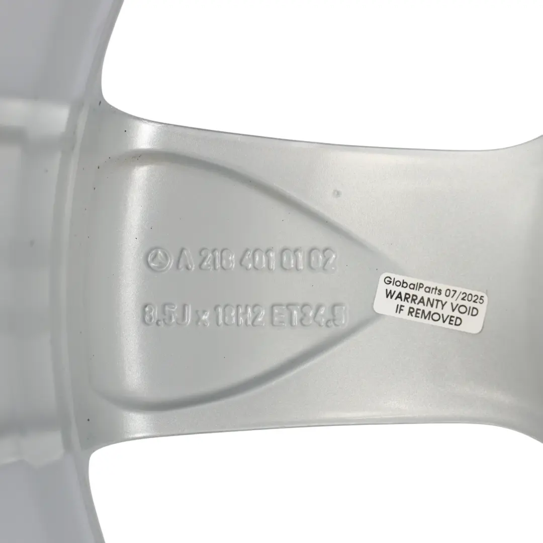 Mercedes W218 Silberne Leichtmetallfelge 18" 8,5J ET:34 5-Speichen - SKU A2184010102-1 - Teilenummer A2184010102