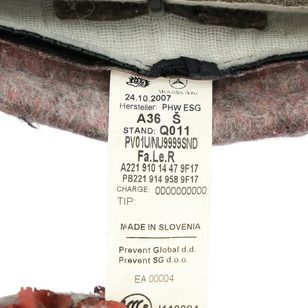 Mercedes W221 Oparcie Fotela Przedniego Wentylowany Prawy Czarna Skóra - SKU A2219101447-2 - Numer Części A2219101447