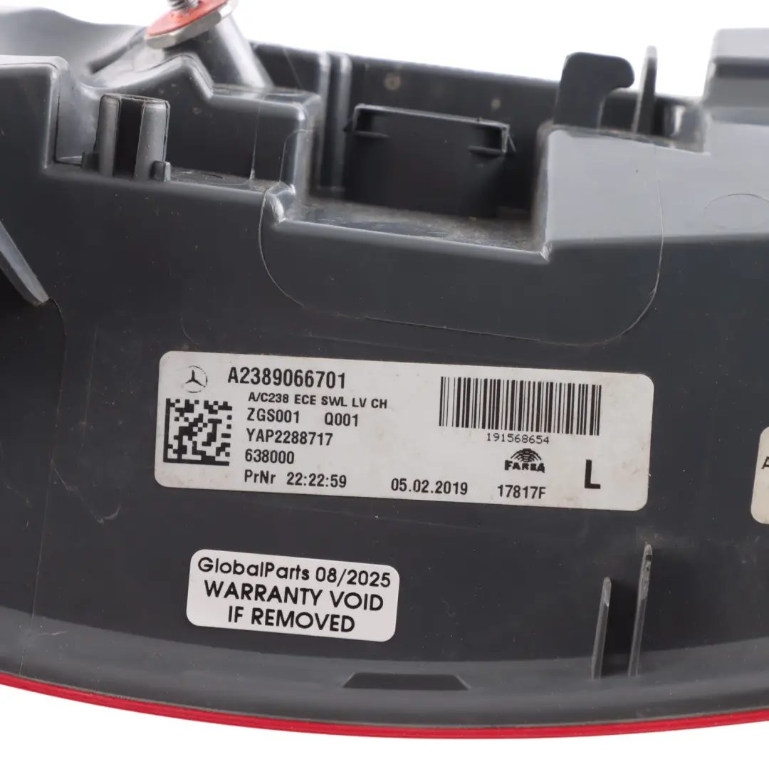 Lamp Tail Light Outer Left N/S LED to Mercedes C238 Rear with Part number A2389066701 Mercedes C238 Rear Lamp Tail Light Outer Left N/S LED - SKU A2389066701 - Part number A2389066701